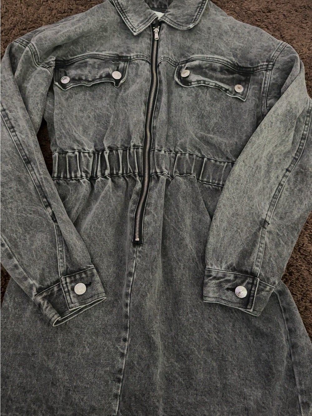 Forever 21 Washed Black Denim Zip-Front Women’s Dress